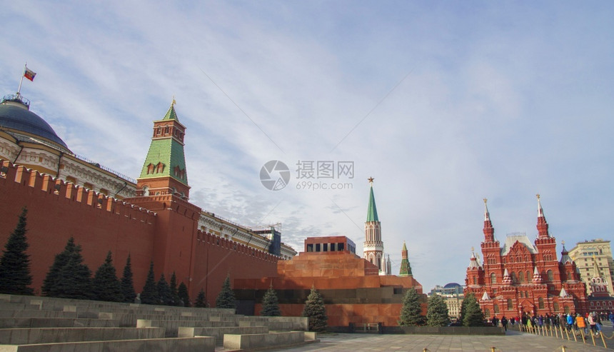 传统的建筑克里姆林宫墙和列宁陵红广场上的列宁墓2018年月3日俄罗斯联邦莫科红色的图片