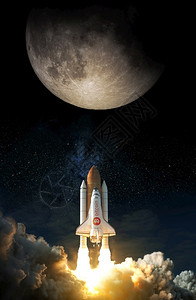 进入梦乡月亮冒险虚拟的商业有比特币图标的航天飞机入太空向月球由美国航天局提供的这张图像元素设计图片