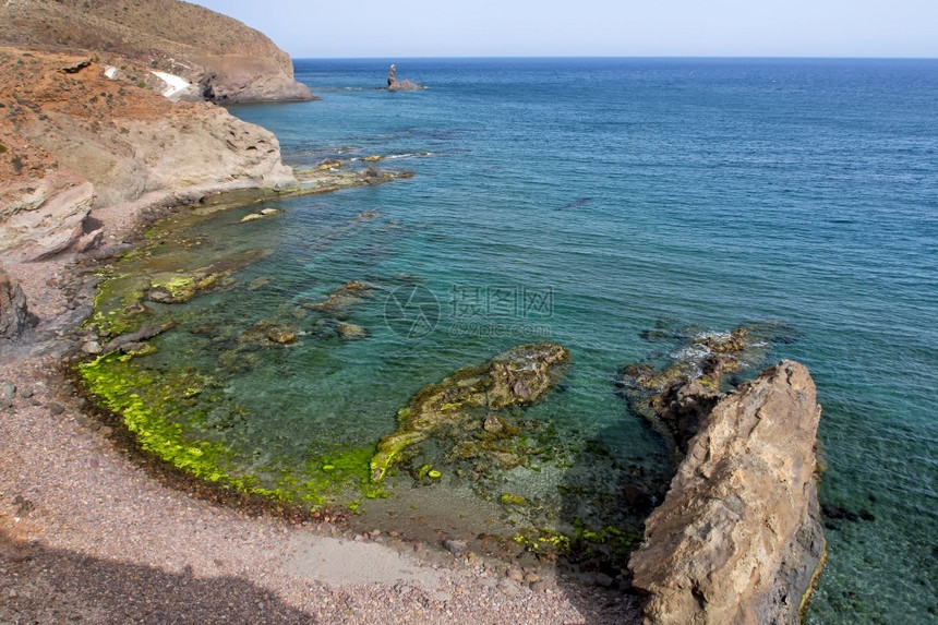 拉贾地质水ElDedoReefFingerReefCalaRajaCabodeGataNijarNaturalParkBiosp图片