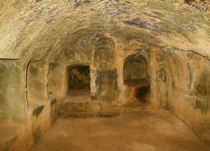 柱子科林斯式塞浦路被称为国王墓穴的帕福斯人间古墓内地进入图片