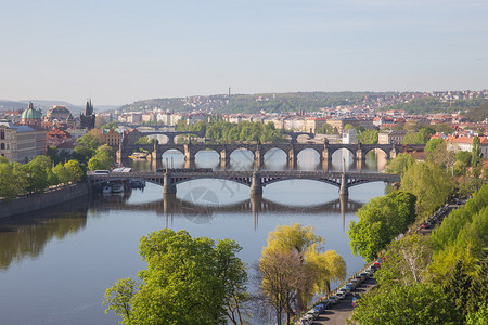 四月布拉格2019年春4月日旅行社照片从山到河和桥水图片