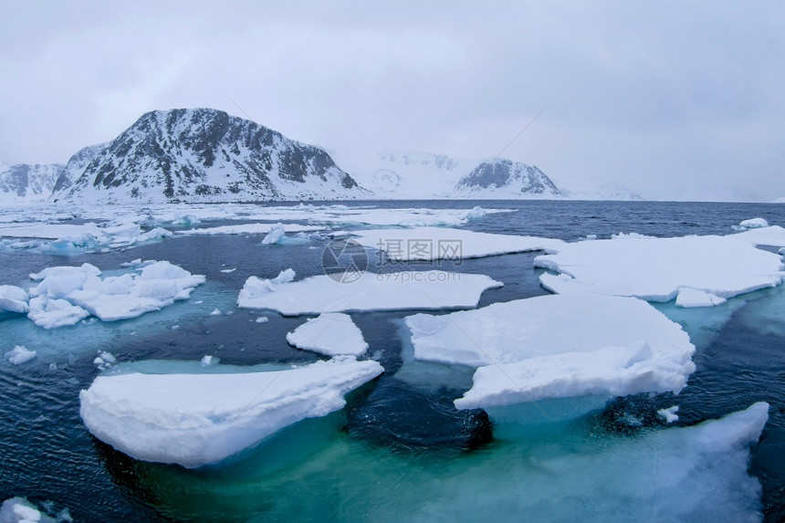 霜变暖漂流冰阿尔伯特一号陆地北极斯匹茨贝根瓦尔巴挪威欧洲一世图片