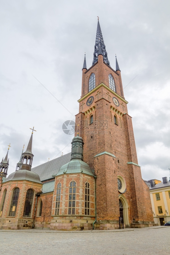 大教堂瑞典斯德哥尔摩Riddarholmen教堂塔自1632年以来是瑞典君主的记忆正面图片