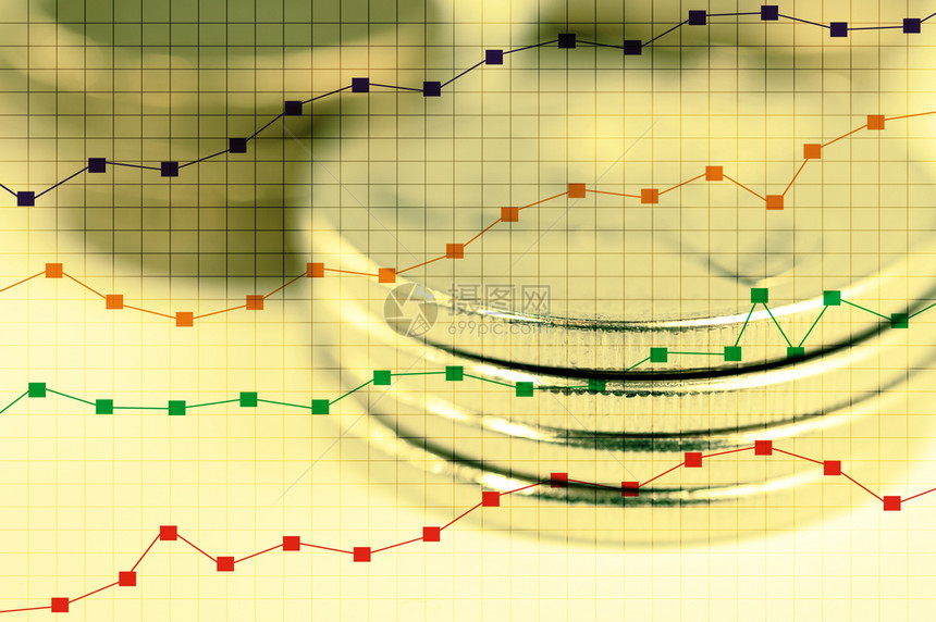 成功巴斯塔经济趋势背景用于商业思想和所有艺术作品设计接近浅深度实地双图表和硬币的行数用于金融和企业概念双重曝光财务和商业概念数字图片