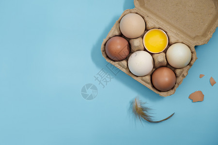 包在蓝色场景上蛋对身体有益食物概念注Food概念最佳健康蓝色的图片