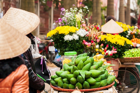 销售老开越南和边境附近的城镇日常市场景色美艳重点选取突出旅行新鲜的图片