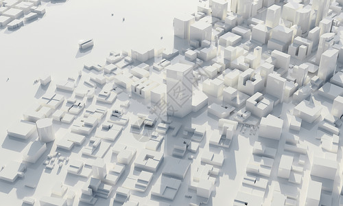建造白色的几何单铬建筑和商业城市规划概念中的天际和大都市单色建筑和商业城市规划低多边城景观为大型项目主题复制空间3D插图绘制蓝背景图片