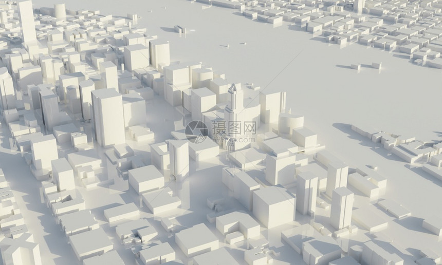 镇单铬建筑和商业城市规划概念中的天际和大都市单色建筑和商业城市规划低多边城景观为大型项目主题复制空间3D插图绘制蓝约克多边形图片