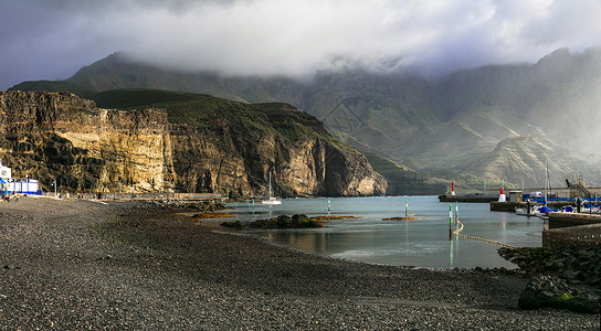 火山岛大加那利的黑沙滩高清图片