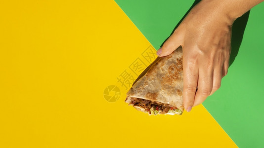 美食空间背景的黄色副本美味的墨西哥玉米卷可口墨西哥玉米饼碗数字的图片