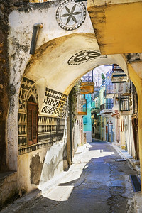已知希腊传统村庄Chios岛独特的Pyrgi称为油漆村屋希腊语图片