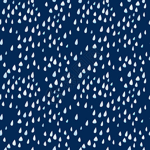夏天丰富多彩的晚上无缝模式大雨滴白色蓝卡通雨在夜天空背景上柔软四面水彩形状有纸质纹理儿童树脂装饰服纺织品和无缝纸风格大雨滴背景图片