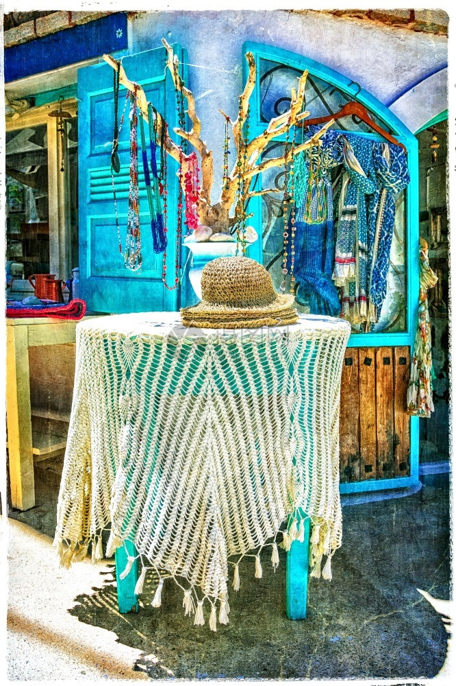 希腊典型的小街头商店阿莫尔戈斯岛人类发展报告小酒馆屋图片