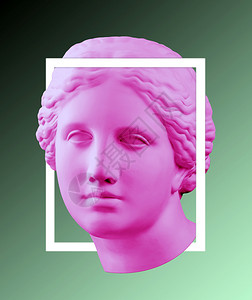 波米施雕塑现代概念艺术海报包括绿色粉红彩多的维纳斯德米洛之王古雕像当代艺术拼贴图反向浪潮风格海报的概念现代艺术海报配有绿色粉红彩多的古设计图片
