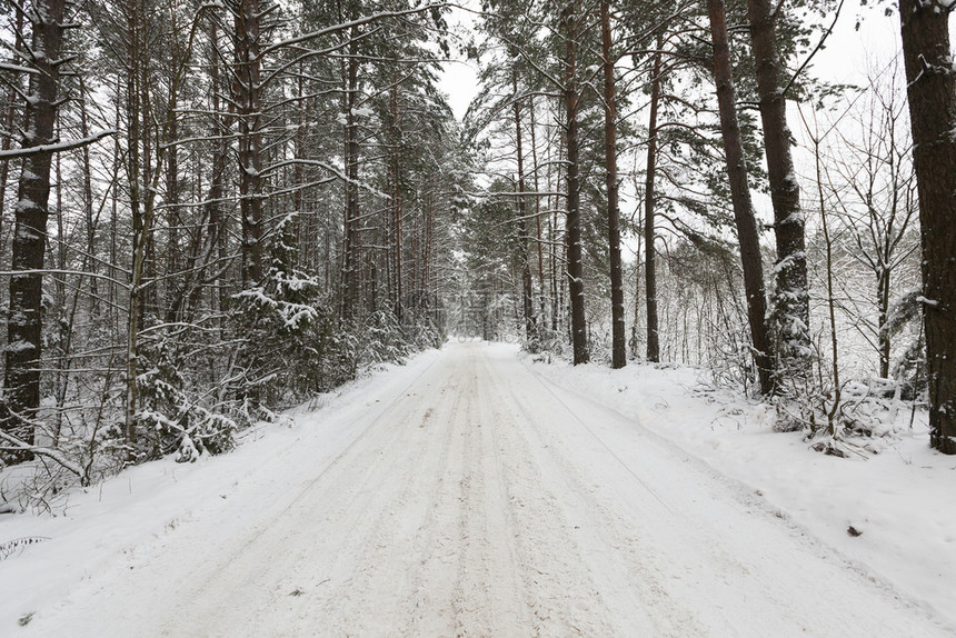 冰雪在寒冷的紧贴中下雪野外深处是冬季照片掌声下雪的车道冷冻图片