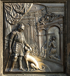一生之敌尼波穆克圣约翰雕像的底座描绘了他一生中的情景例如Johanna女王的忏悔和圣人之死在现代时接触这里的桥梁以带来好运并确保访者返回背景