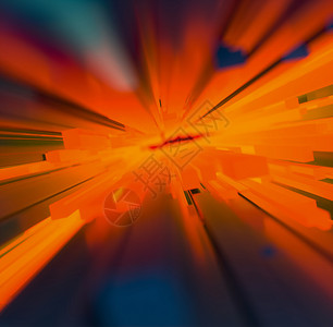 火热黄色的插图光流能量隧道以正方形的明火彩色橙辐射背景光流能量隧道干线背景图片