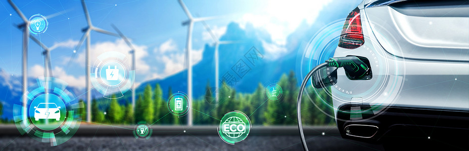 车辆排放电动汽车充站采用绿色可持续能源充电设计图片