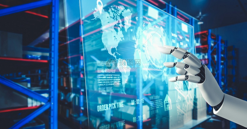 贮存控制创新工业机器人在仓库工作以替代人智能概念用于业革命和自动化制造过程创新工业机器人在仓库工作以替代人网络图片