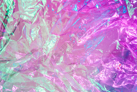 蓝色的未来派后现代主义809年代风格的抽象时尚全息背景亮酸色皱褶玻璃纸薄膜的真实质感SynthwaveVaporwavewebp背景