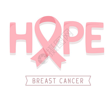 宽容他人以粉红丝带癌症认识符号和白背景的字希望为乳腺癌宣传月矢量插图用于海报横幅网站和的平板风格设计关心医疗的徽章设计图片