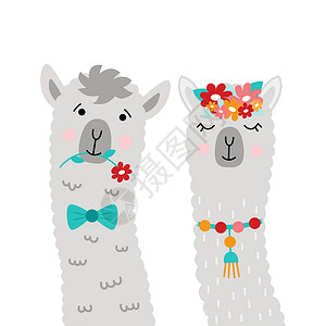 玻利维亚骆驼海报明信片T恤衫贴纸等用彩虹脸图解的面孔画成少女领带插画