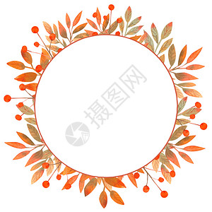 艺术水彩秋叶圆形边框图片