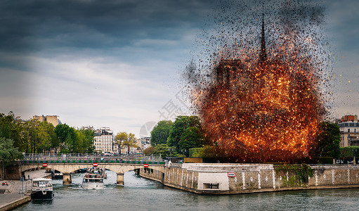 事故2019年4月15日在法国巴黎发生的圣母院火灾早期阶段的数字概念火灾迅速蔓延使尖顶坍塌并造成广泛破坏2019日发生的巴黎圣母图片