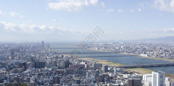 大阪全景淀川沿岸的大阪全景基础设施城市建筑学图片