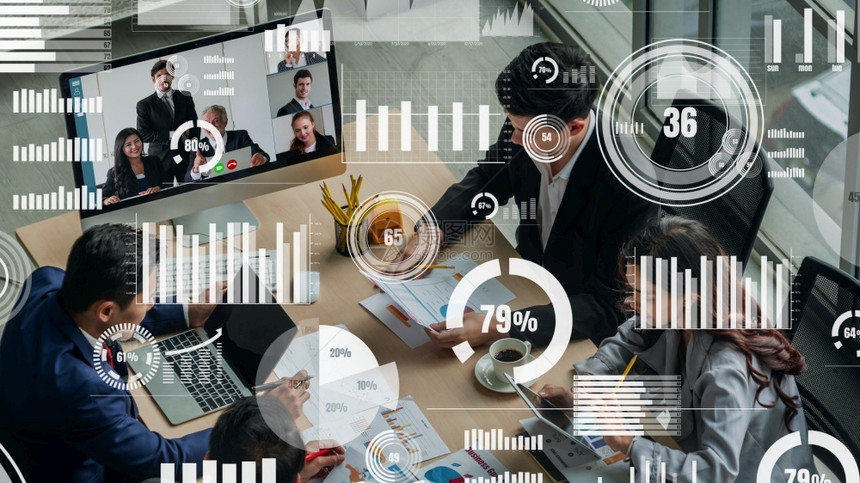商务人士和金融公司员工的想象力视觉人资源概念企业规划ERP和数字技术商务人士和金融公司员工的想象力视觉面试人类统一图片