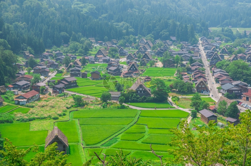 世界春天日本历史古老的白川越村饭场景图片
