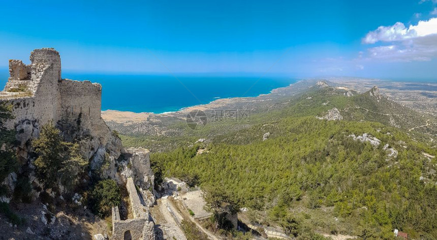 Kantara塞浦路斯2018年6月9日是Kantara城堡的全景Kantara城堡是塞浦路斯Ammochostos区三个Pen图片