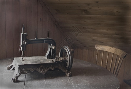 旧时代的缝纫机背景图片
