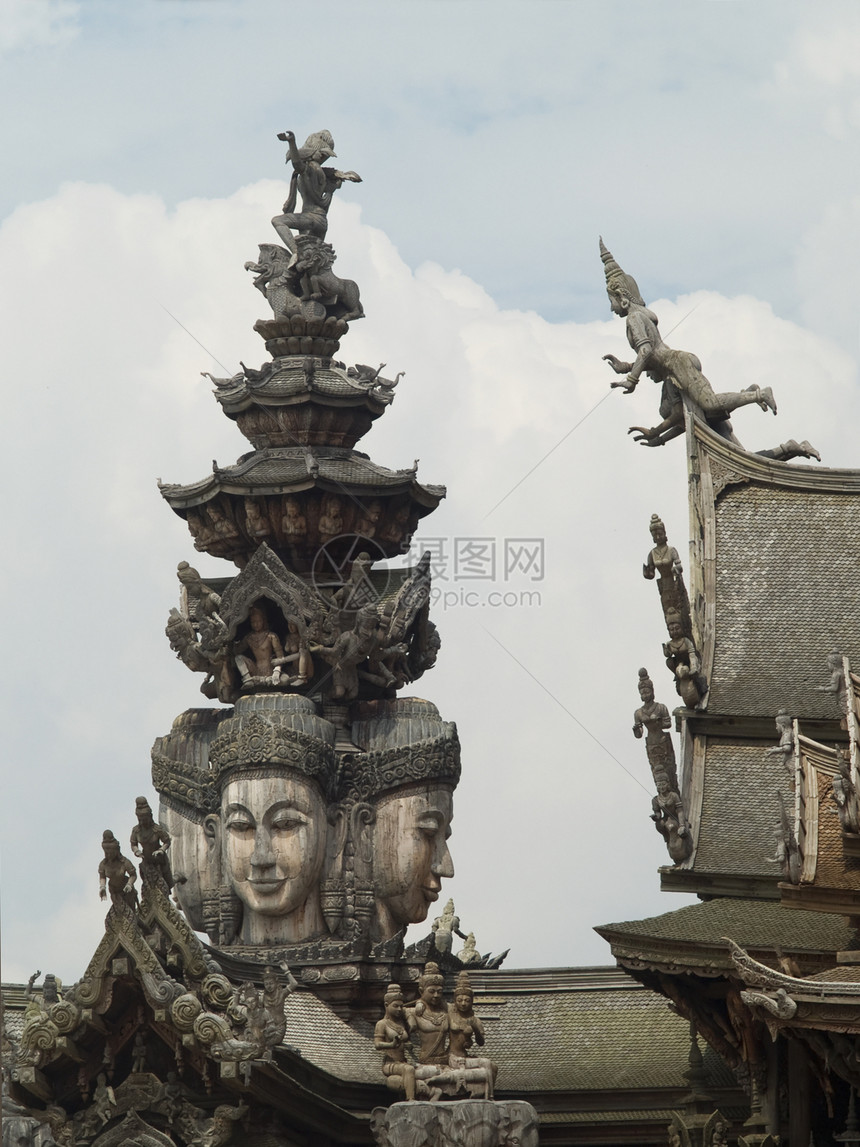 亚洲寺庙装饰品艺术建筑学哲学文化宗教木头图片