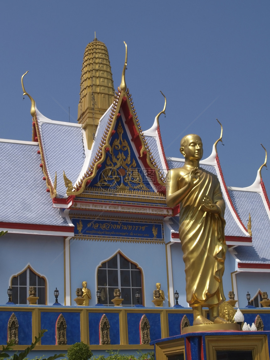 泰国的佛教寺庙蓝色宗教信仰金子建筑学图片
