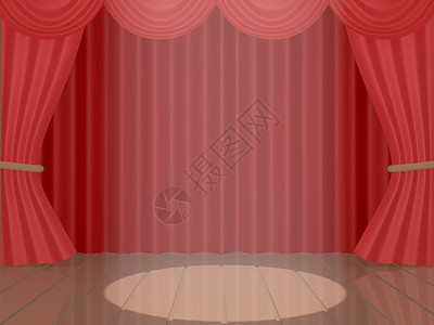 戏剧阶段渲染插图推介会红色环境画廊褶皱窗帘剧院展示背景图片