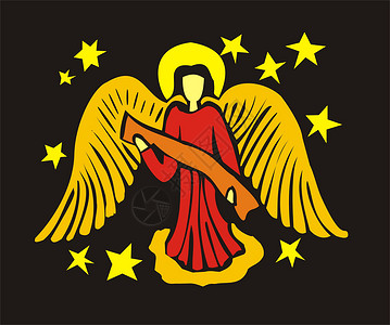 安安天使宗教红色天堂星星黄色信仰背景图片