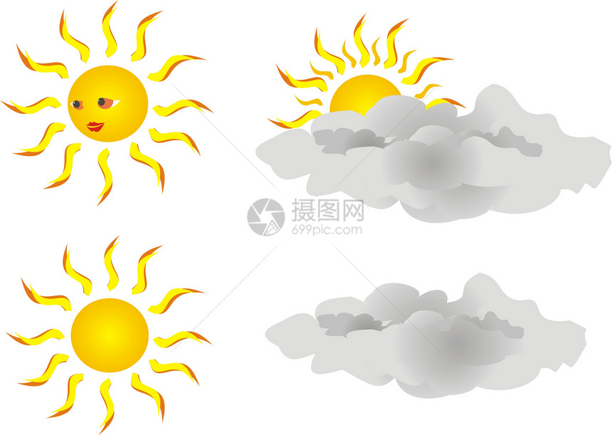 太阳和云插图射线天气图片