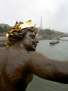塞纳河的女神像背景图片