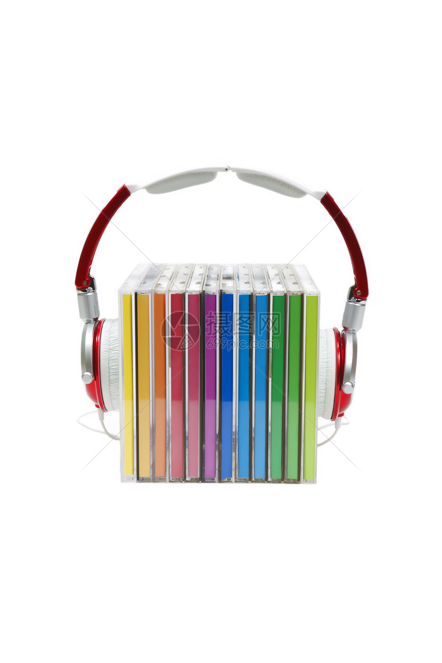 音乐音频碟片光盘数据案件旋律磁盘配乐白色耳机图片