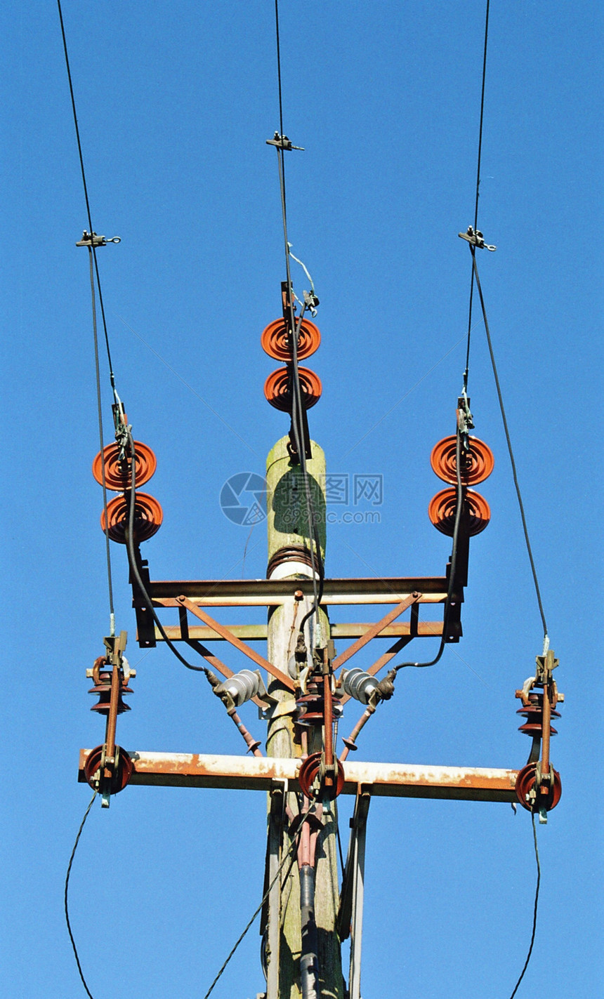 电力站电压电缆分发英语线条金属天空力量电报电线图片
