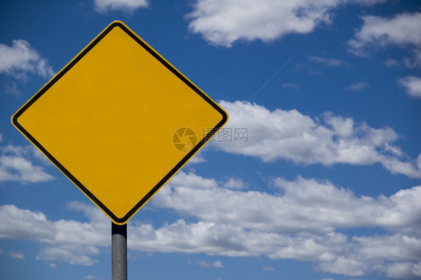 路标系列街道复制蓝色驾驶警告菱形天空黄色空白文本图片