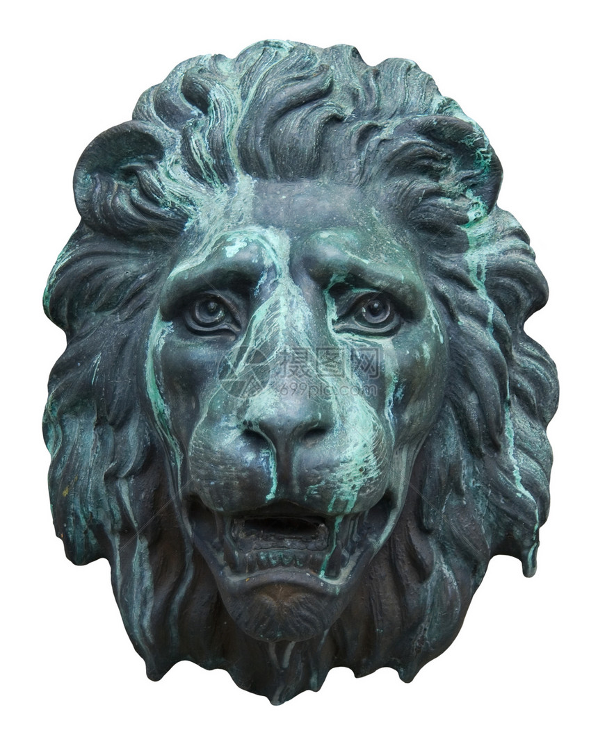 狮子脸雕塑动物风化古铜色建筑学青铜古董金属图片