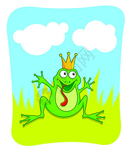 青蛙王子绿色国王评书卡通片插图两栖动物蟾蜍情人童话神话背景图片