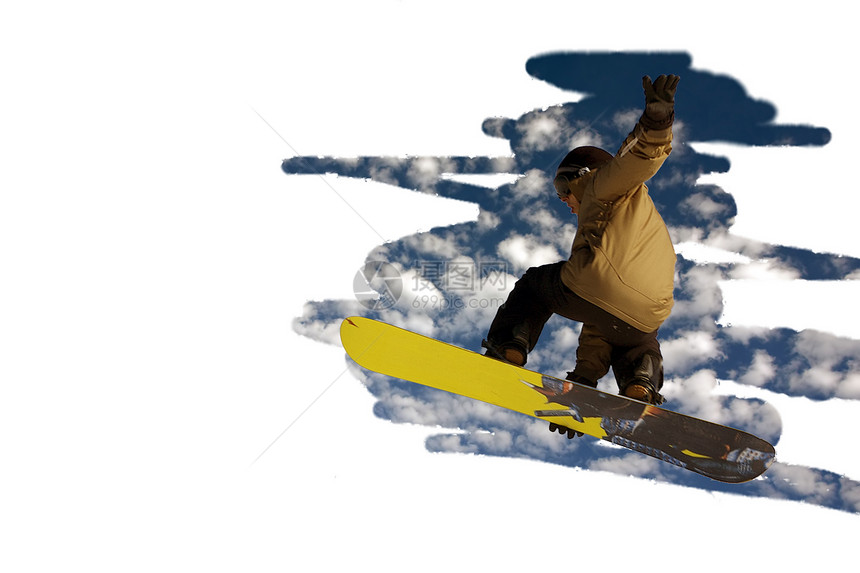 蓝天空 有滑雪板图片