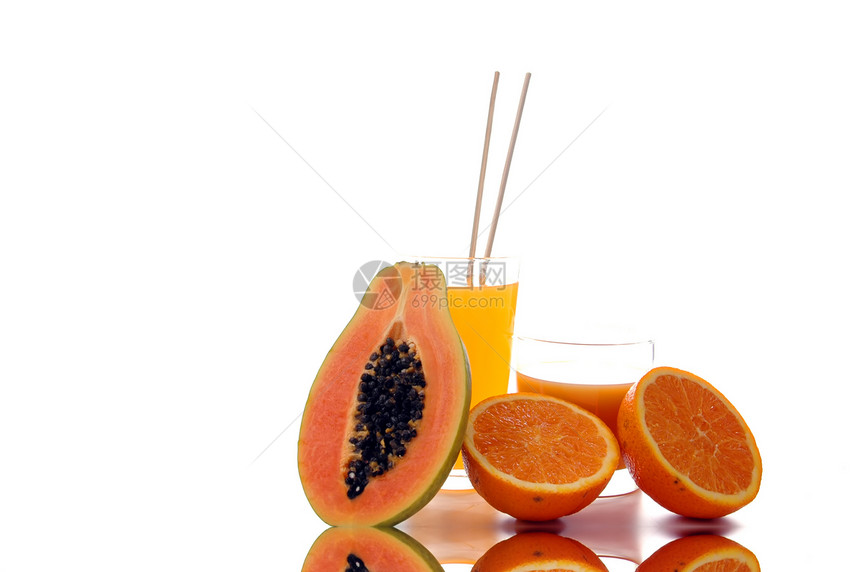 木瓜和橙汁橙子星星白色食物奇异果椰子柠檬营养水果菠萝图片