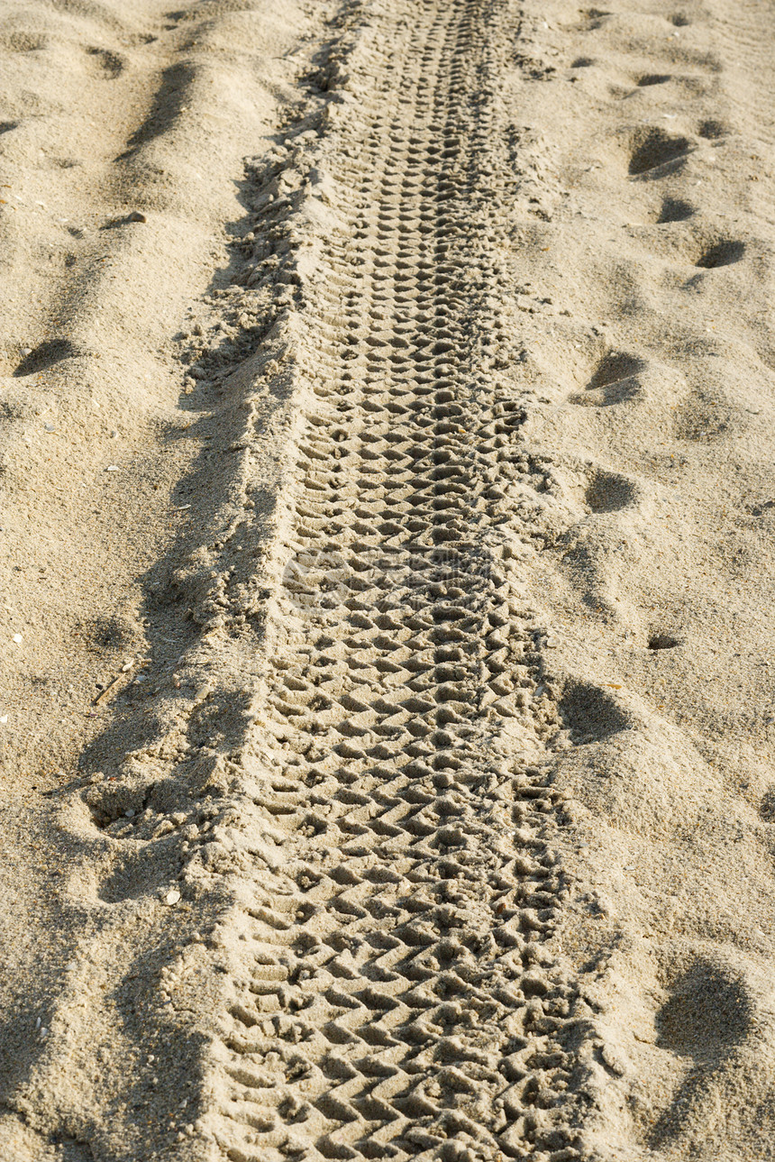 在沙滩上踏铁轨图片
