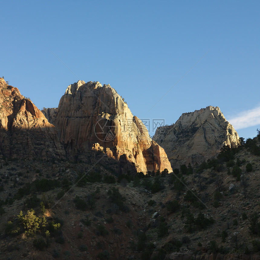 犹他州锡安国家公园环境悬崖岩层地形沙漠风景正方形荒野照片假期图片