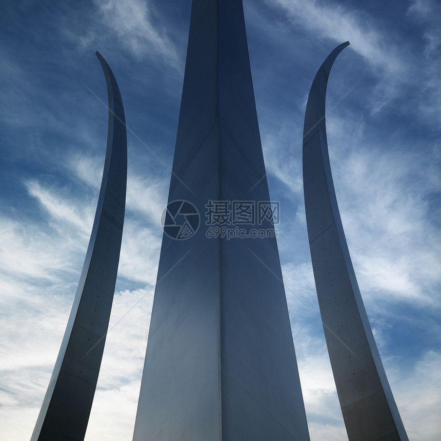 空军纪念军事纪念碑正方形照片工程对象纪念碑不锈钢低角度建筑学纪念馆图片