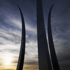 空军纪念纪念碑照片工程军事纪念碑不锈钢日落纪念馆建筑学正方形尖塔背景图片